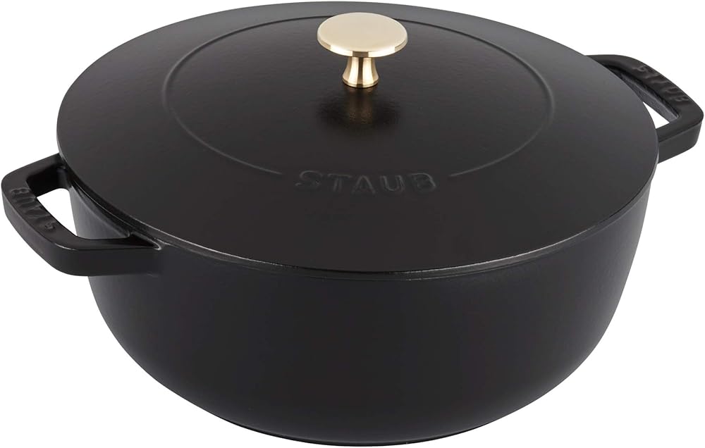 Staub Cast Iron Dutch Oven, 3.75Qt, serves 3-4, Made in France, Black