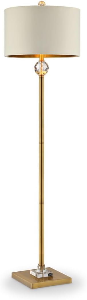 63.25-Inch Perspicio Solid Crystal Orb Gold Column Floor Lamp