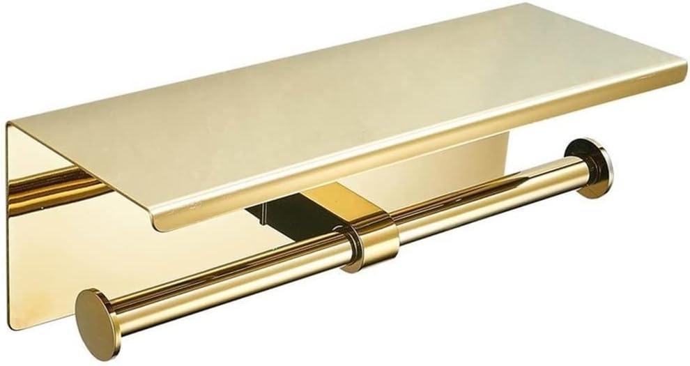 Roll Toilet Paper Holder with Phone Shelf, Bathroom Tissue Holder Wall Mounted Tissue Dispenser(Color:E)