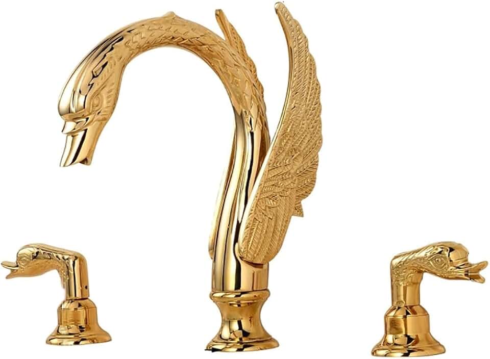 Fontana Luxury Golden Swan Shape Dual Handle Faucet