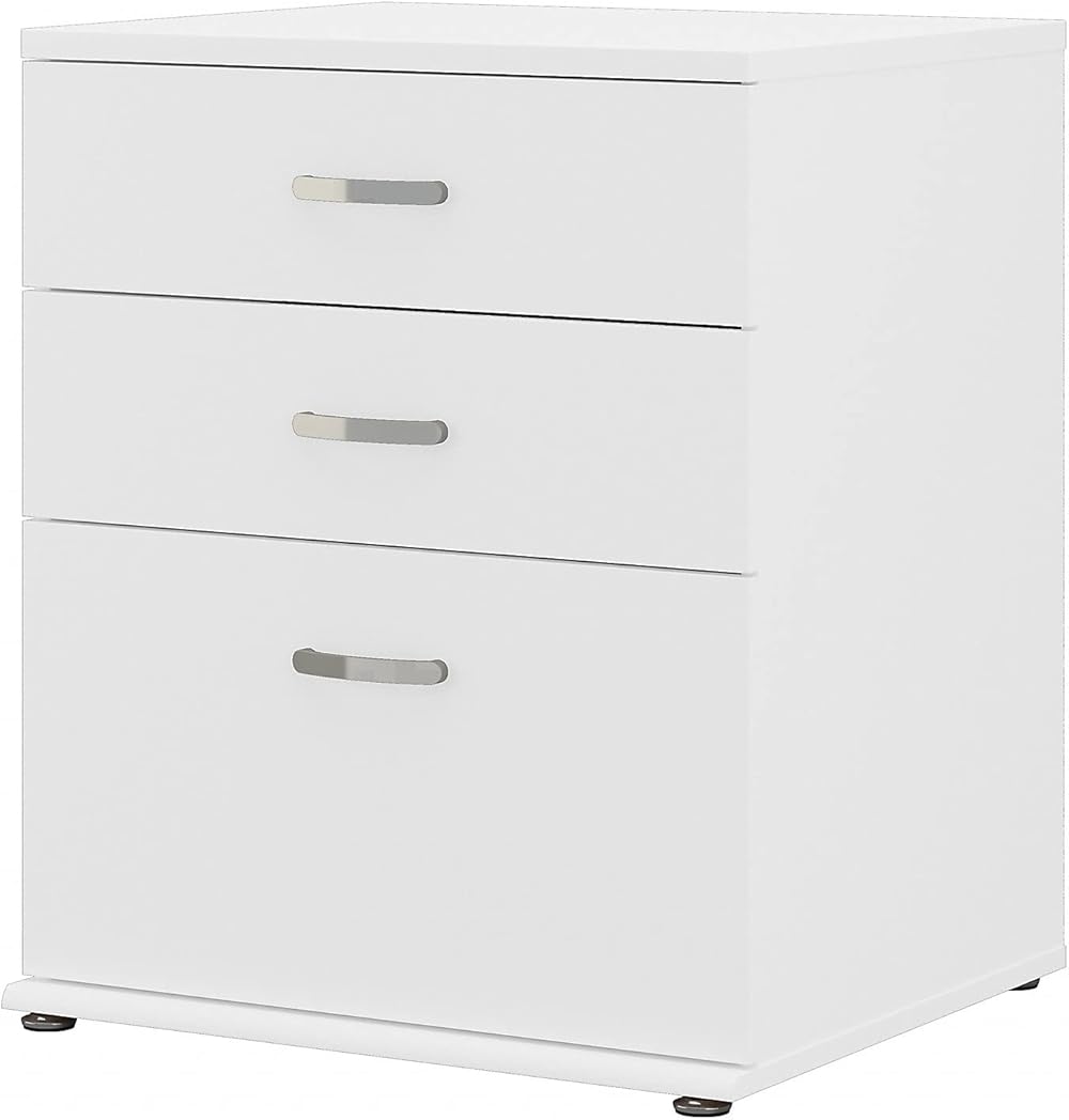 Bush Business Furniture Universal 34-inch Floor Storage Cabinet with 3 Drawers, White (UNS328WH)