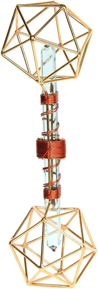 Crystal Wand - Meditation Healing Tool - Metatron Vajra with Magnets & Copper Wire - 10