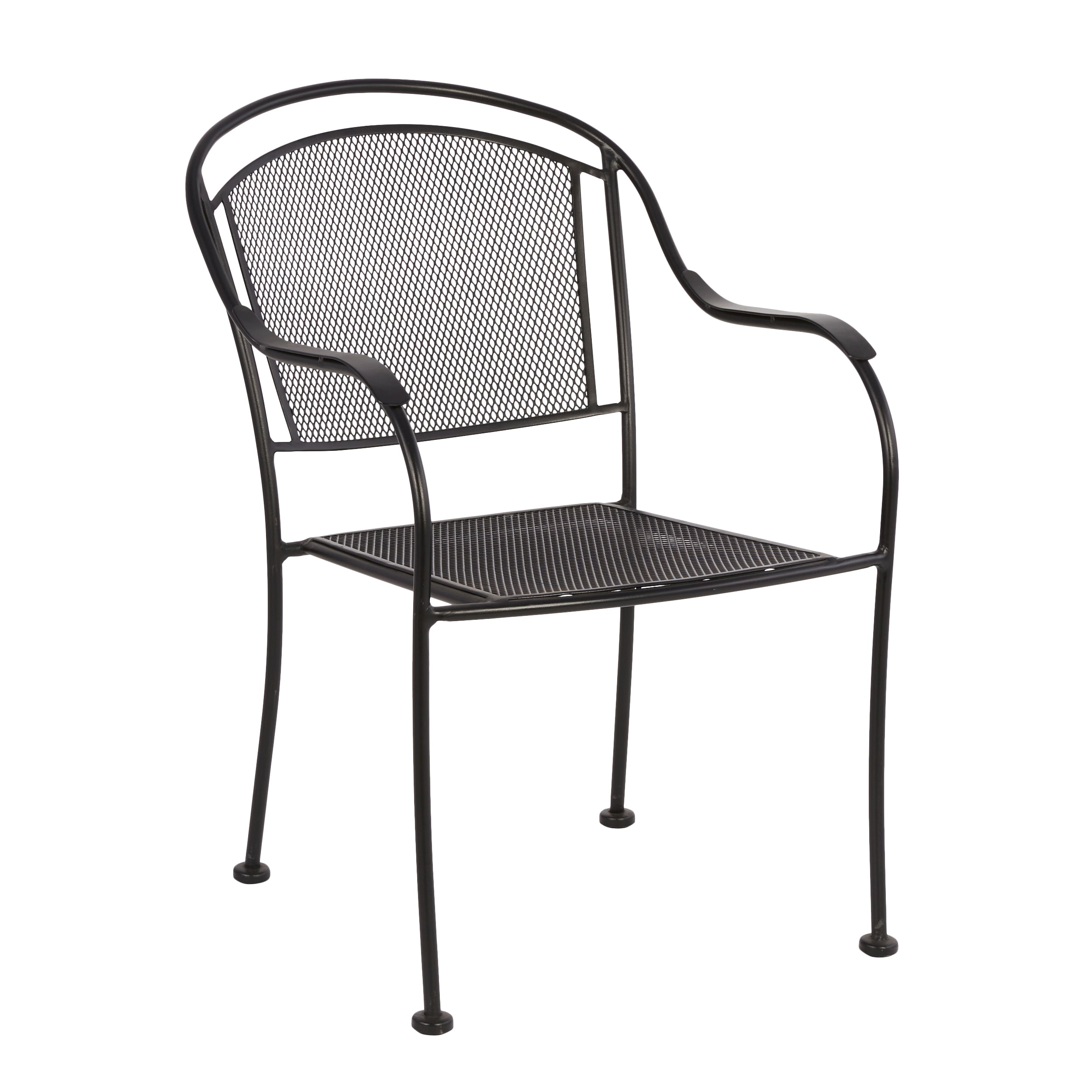 Style Selections Davenport Stackable Black Steel Frame Stationary Dining Chair with Mesh Seat