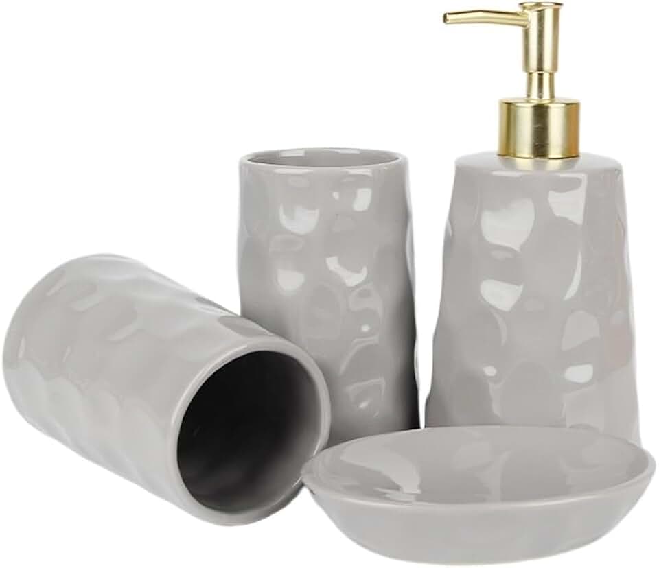 Wash Basin Soap Box Toothbrush Cup Bathroom Toiletries Set Gray