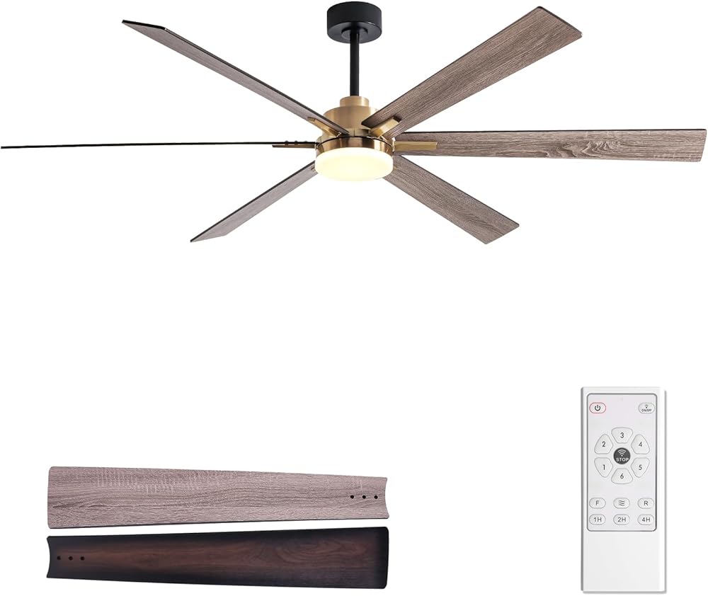 Modern Ceiling Fan with Light, 72 Inch Ceiling Fan with Light and Remote, Indoor/Outdoor Use, 3CCT, Dimmable, Noiseless, Black Large Ceiling Fan with Light