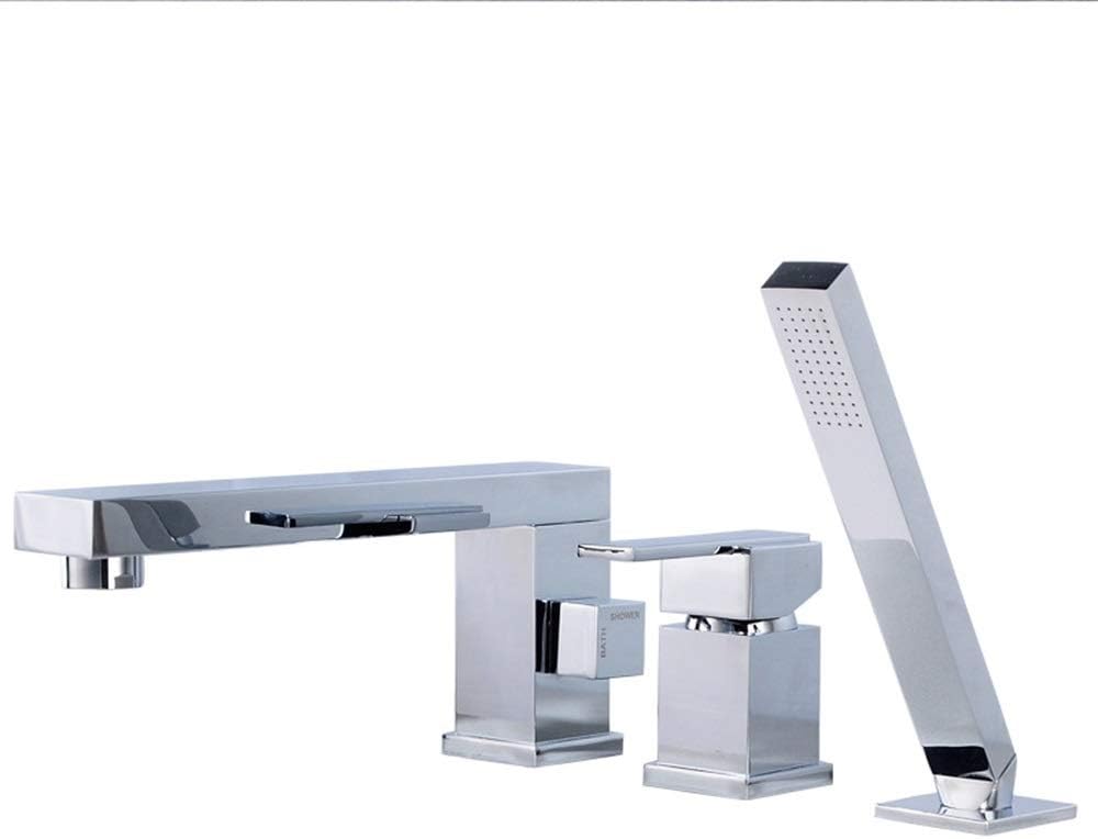 Square Edges Rotatable Tub Full Swing Copper Cold Split Three-Piece Three-Hole Hot and Cold Shower Faucet Kitchen Faucet