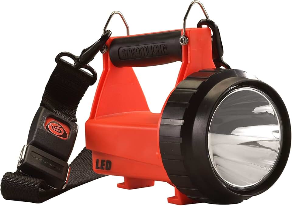 Streamlight 44450 Fire Vulcan LED Standard System Flashlight with AC/DC Charger, Dual Rear LEDs and Quick Release Shoulder Strap, Orange - 180 Lumens