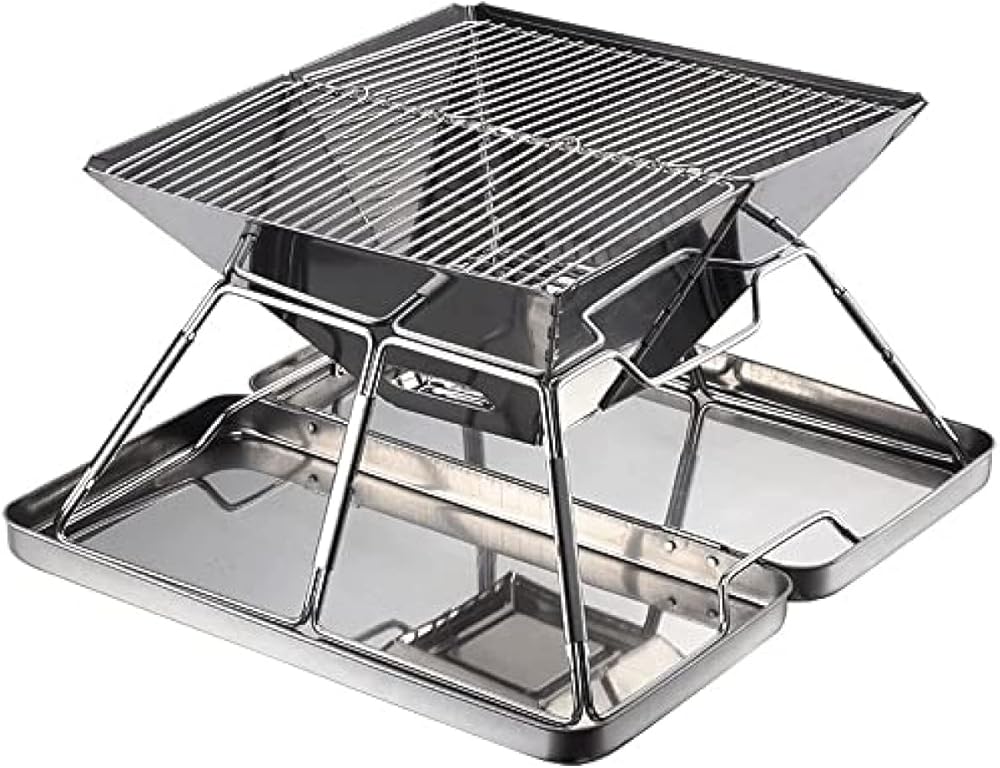 Portable Charcoal Grill and Smoker, Folding Yakitori Grill, Stainless Steel Tabletop Grill Pizza Oven with Carrying Bag