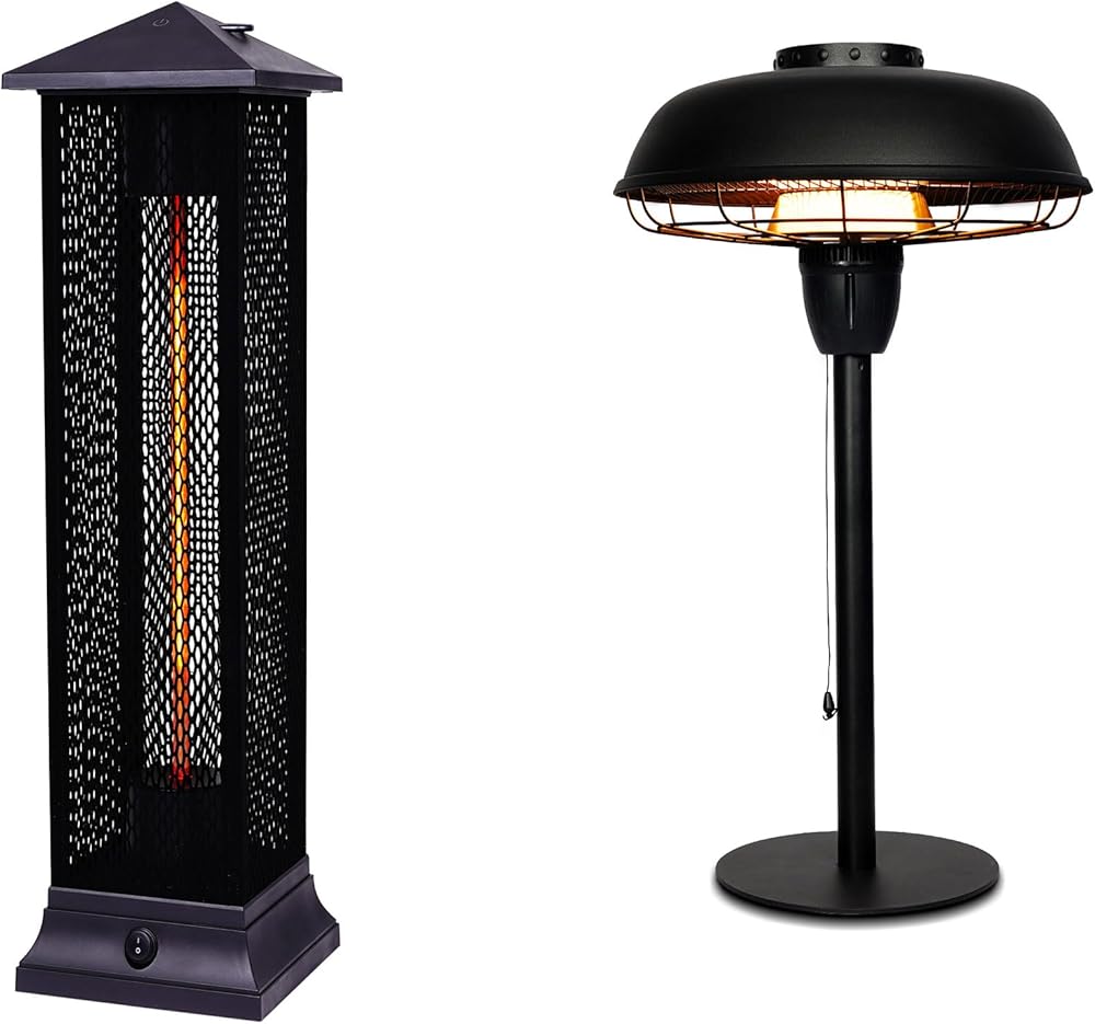 Star Patio Electric Patio Heater, Outdoor Heater, 1500W Infrared Heater with Matte Black Finished, Silent Heating, STP1299-RMHD-M & STP2036-BT