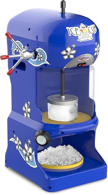 Ice Cub Shaved Ice Machine - Powerful Crushed Ice Maker and Snow Cone Machine for Parties, Concessions, or Events by Great Northern Popcorn (Blue)
