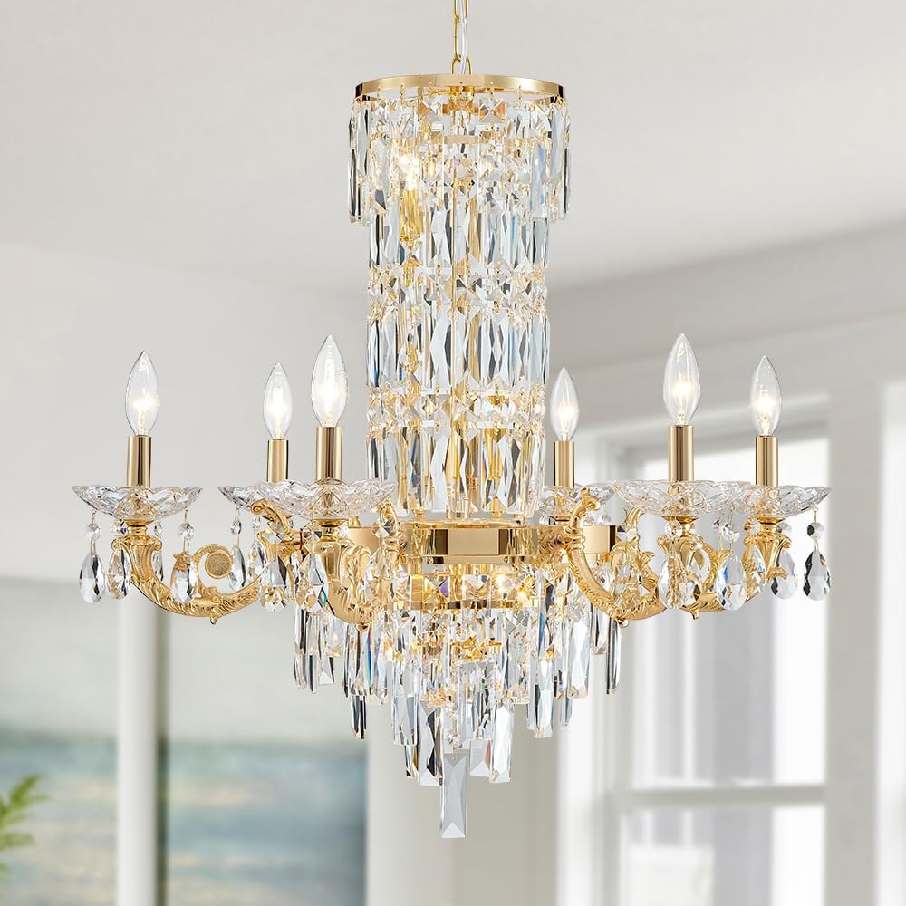 Gold Crystal Contemporary Chandelier Foyer Entryway Lighting, 11-Lights Luxury Chandeliers Modern K9 Crystal Chandelier Fixtures for Staircase Grand Living Room Hallway Entry Dia 28.3 inch