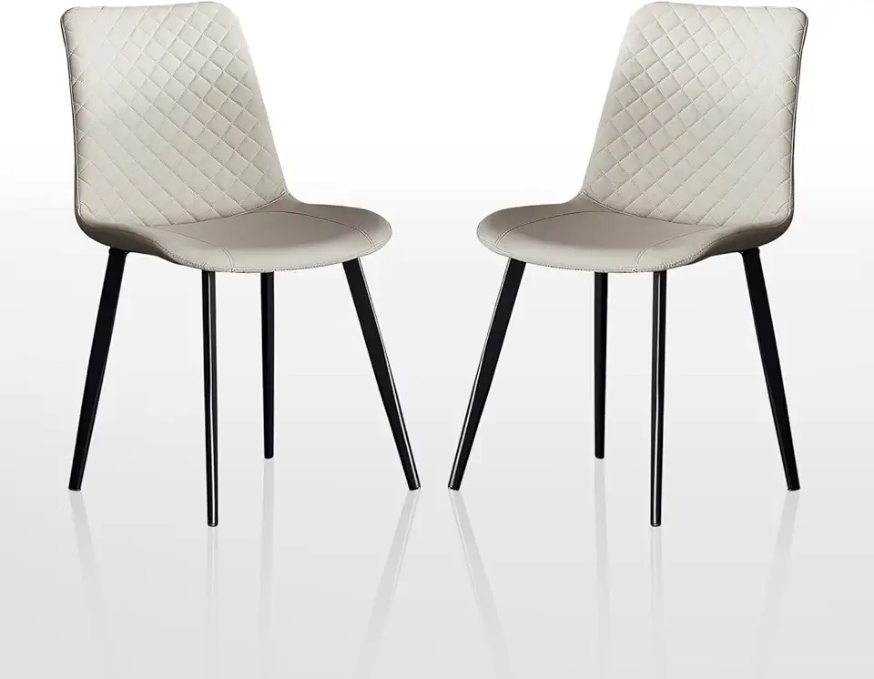 seonyou Dining Chairs Set of 2, Modern Faux Leather Dining Room Chairs, Beige Kitchen Chairs for Dining Room