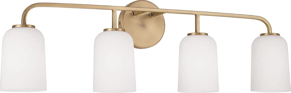 HomePlace Lighting 148841AD-542 Lawson Transitional Soft White Glass Bell Vanity Light for Bathroom, 4-Light 400 Total Watts, 10