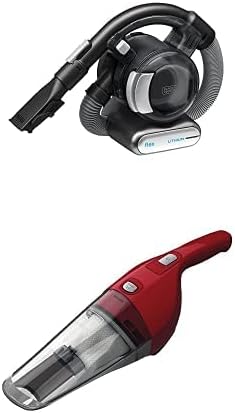 BLACK+DECKER 20V Max Flex Handheld Vacuum with Pet Hair Brush, Cordless, Grey (BDH2020FL) + BLACK+DECKER Handheld Vacuum, Cordless, Chili Red (HNV220BCZ26FF)