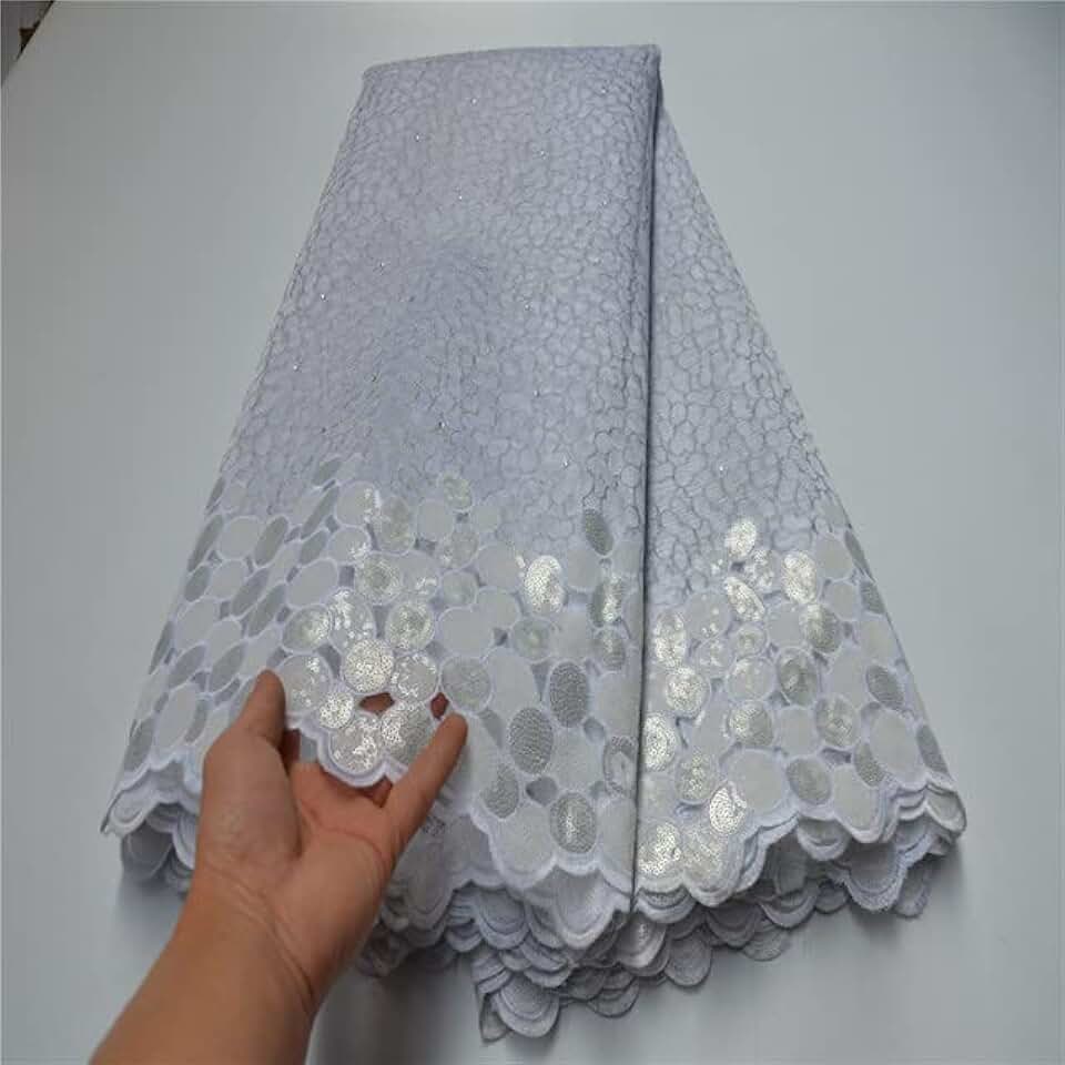 Exclusive Handcut African Lace Fabric 5 Yards Sequin Embroidery Lace Material Nigerian Wedding African Style OLP-876