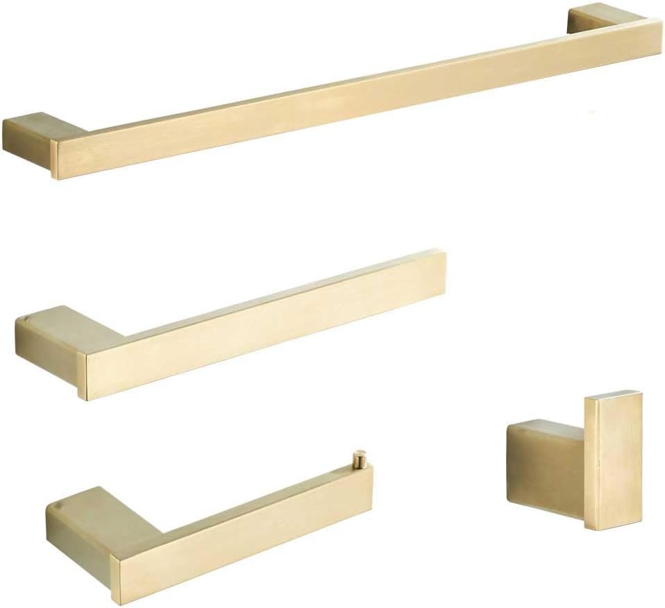 304 Stainless Steel Bathroom Hardware Set Black Matte Paper Holder Toothbrush Holder Towel Bar Bathroom Accessories,Brushed Gold