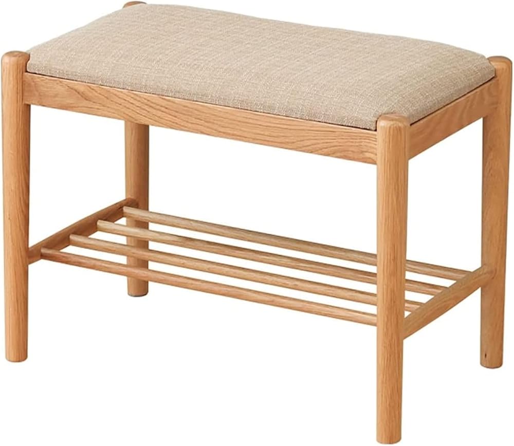 Shoe Storage Bench Entryway Hallway Furniture, Nordic Shoe Stool for Entrance Porch, Wood Entryway Shoe Bench with Cotton Linen Cushion, for Hallway, Laundry Room, Bedroom(800*350*420 mm)