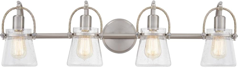 Quoizel STF8632BN Stafford Vanity, 4-Light 400 Total Watts, Brushed Nickel