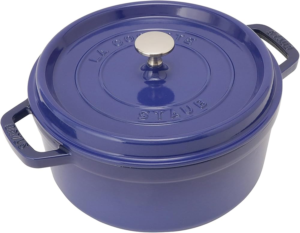 Staub Pico Cocotte Round 9.4 inches (24 cm), Royal Blue, Both Handed, Casting, Enameled Pot, Oven Safe