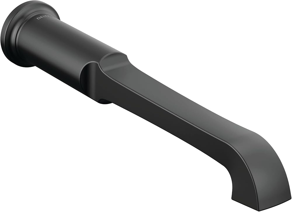 Delta Faucet Tetra Matte Black Wall Mount Tub Filler, Black Tub Faucet, Freestanding Bathtub Faucet, Delta Tub Filler, Matte Black T5789-BLLHP-WL (Valve and Handles Not Included)