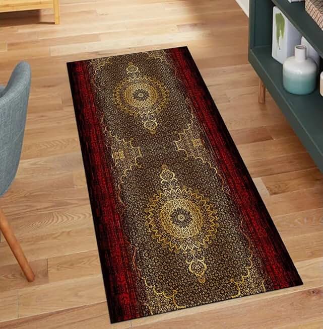 Runner Carpet for Hallway, Kitchen Red Brown 3'7
