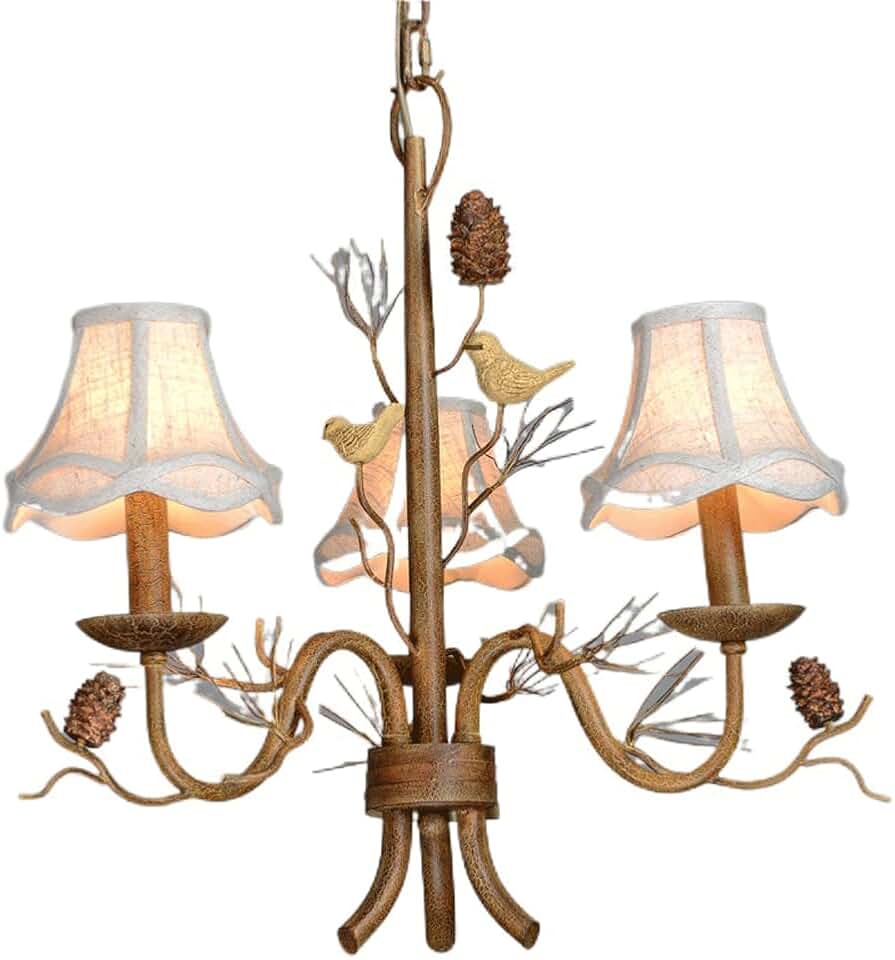 3-Lights American Vintage Chandelier Living Room Lights，Resin Chandelier，Ceiling Hanging Vintage Rustic Light Fixture for Dining Room Living Room Foyer Porch Kitchen Island