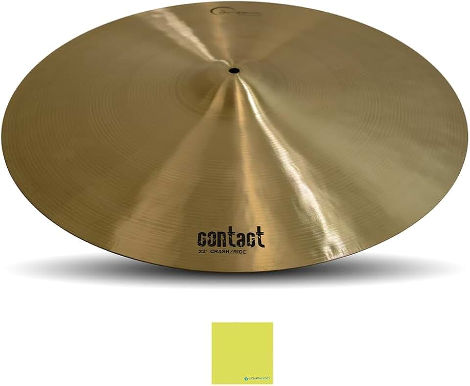 Dream Cymbals and Gongs 22 Inch Crash/Ride Cymbal (C-CRRI2) Bundle with Liquid Audio Instrument Polishing Cloth - Dream Contact Series