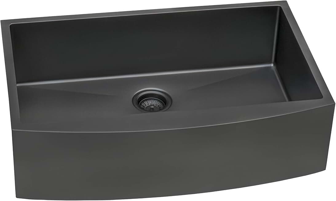 Ruvati Gunmetal Black Matte Stainless Steel 30-inch Apron-Front Farmhouse Kitchen Sink - Single Bowl - RVH9660BL