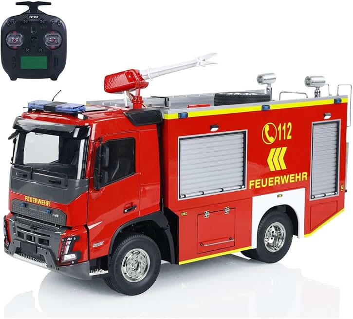 1/14 4X2 RC Fire Vehicles Radio Control Fire Fighting Truck 2-Speed Transmission Light Sound System Motor Servo ESC