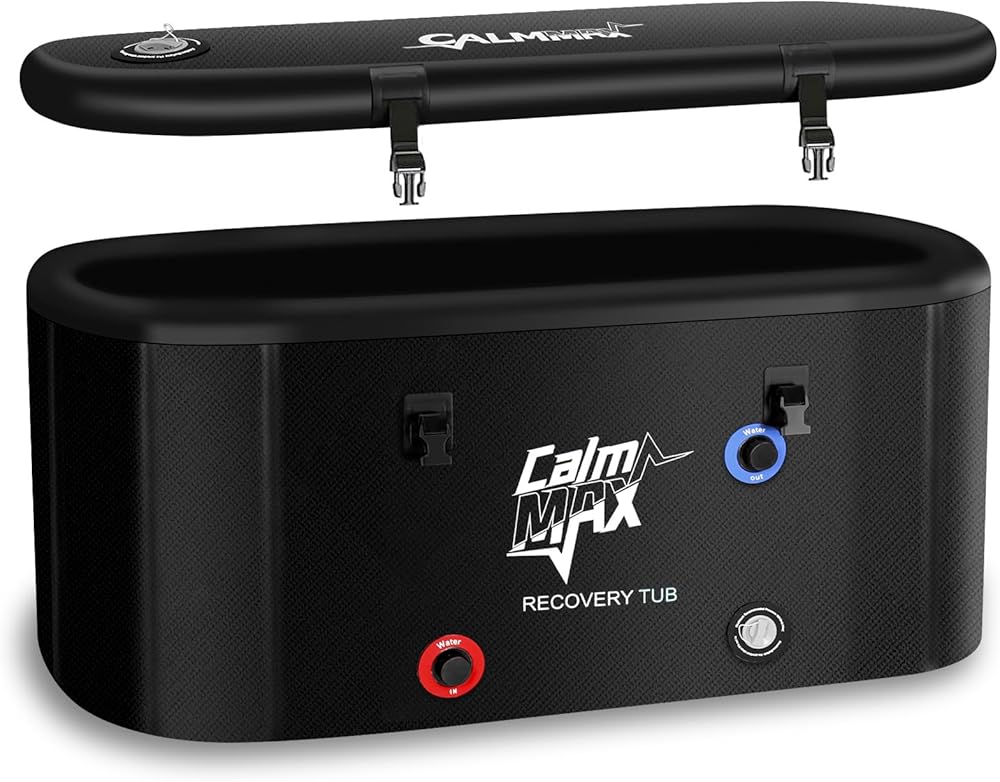 CalmMax Inflatable Cold Plunge Tub - Water Chiller Compatible - XL Portable Ice Bath Tub for Athletes Insulated Lid & Backpack - 115 Gallon Capacity