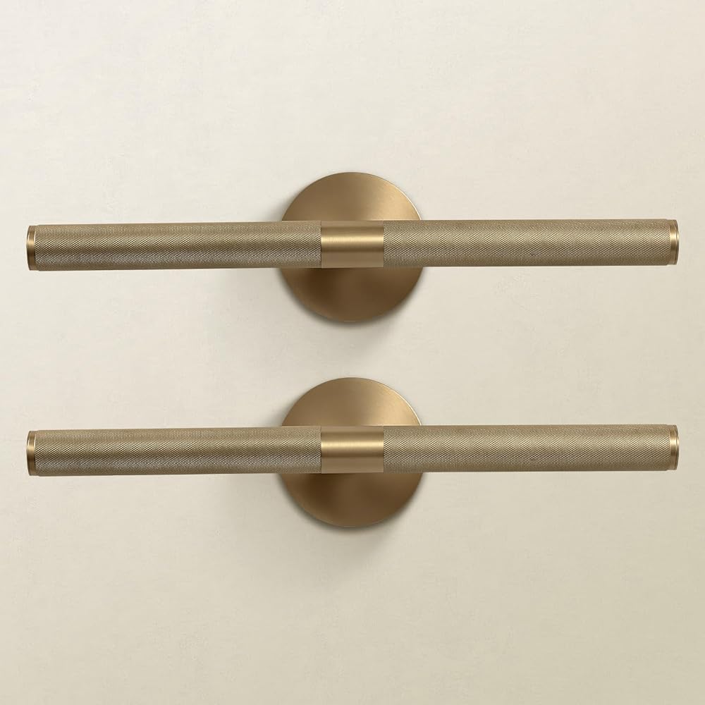 Wall Sconces Set of Two 19.8'' Knurled Texture Indoor Wall Light Fixtures, Rotatable 360° Pure Copper Sconces Wall Lighting, Picture Light for Bathroom Hallway(Bulb Included)…