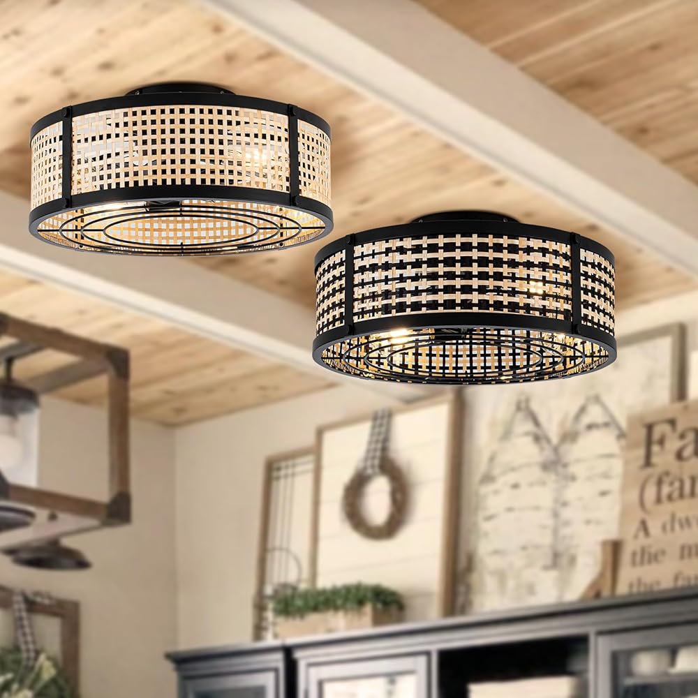 2 Bamboo Ceiling Fans with Lights, Cheaper