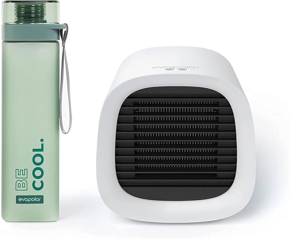Portable Air Cooler Evachill White and Water Bottle Evabottle