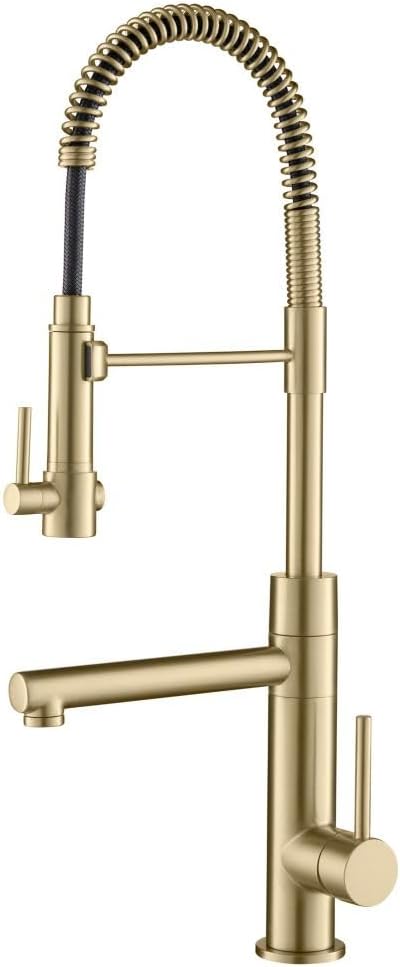Artec Pro (1 st Gen) Commercial Style Pre-Rinse Single Handle Kitchen Faucet (No Pull Down) with Pot Filler in Spot Free Antique Champagne Bronze,KPF-1603SFACB