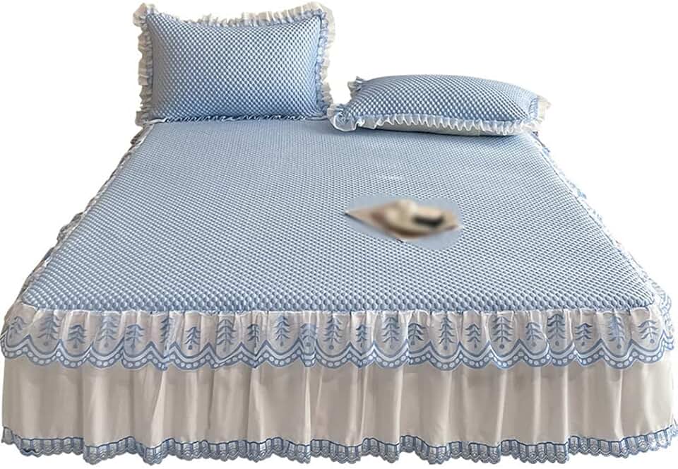 Cool Sense of Ice Bean Bean Mat Three-Piece Set Foldable Washed Soft Mat Bed Hat Bed Skirt(200 * 220CM)