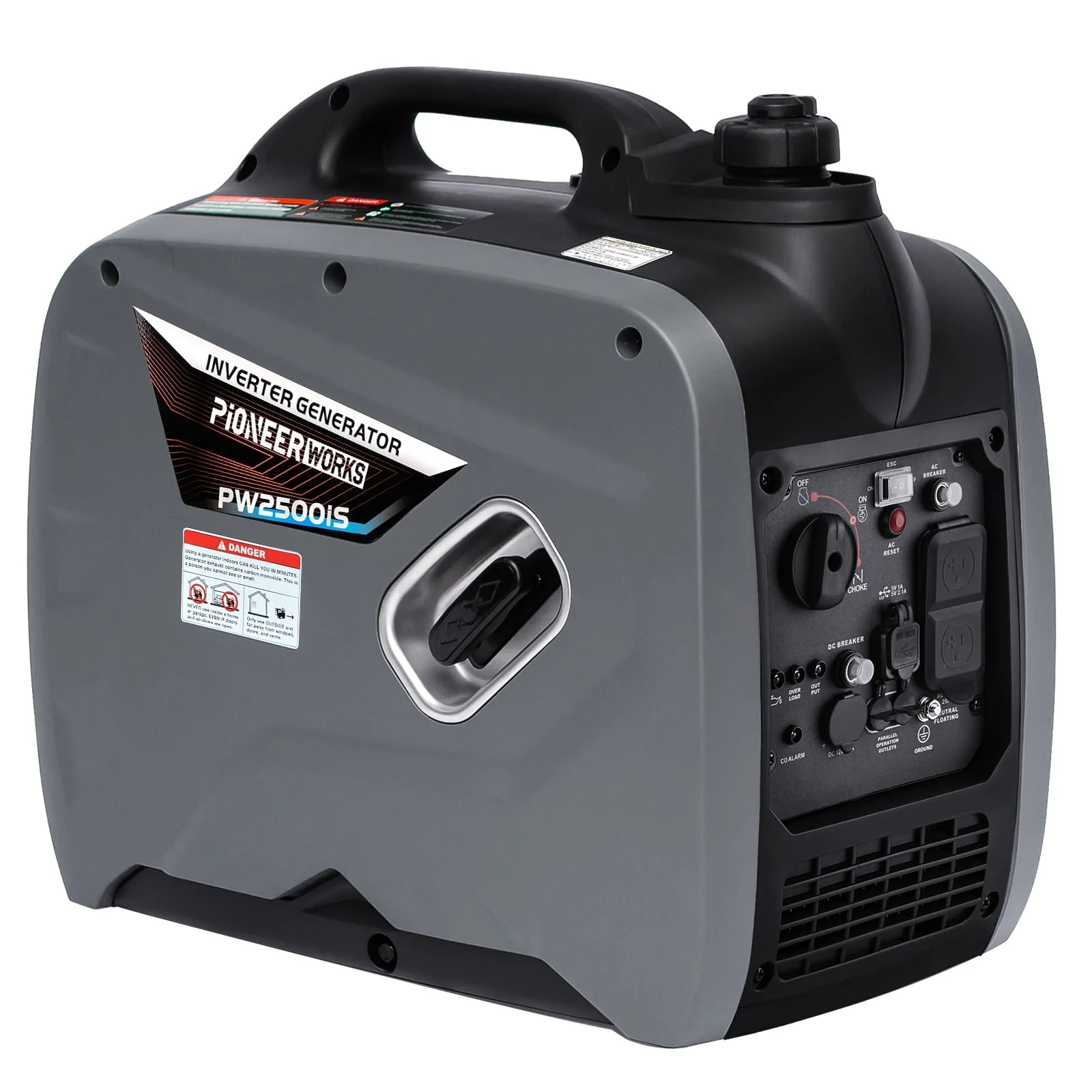 Whizmax 2500W Portable Inverter Generator,12V Dc To 120V AC 60HZ, Lcd Display, Usb Port, Epa Compliant, Solar, Outdoor