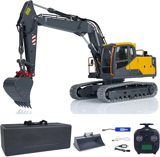 1/14 RC Hydraulic 3-Arm Excavator EC160E Hydraulic System Motor Servo ESC Light Sound System Remote Control Diggers Standard Version