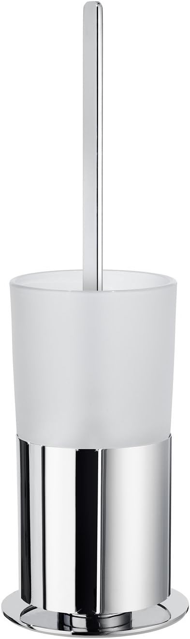 FK311 Toilet Brush With Frosted Glass Container, Polished Chrome/Frosted Glass
