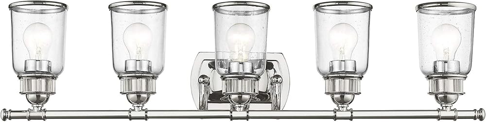 Livex Lighting 10515-05 Contemporary Modern Five Light Bath Vanity from Lawrenceville Collection Finish, Medium, Polished Chrome