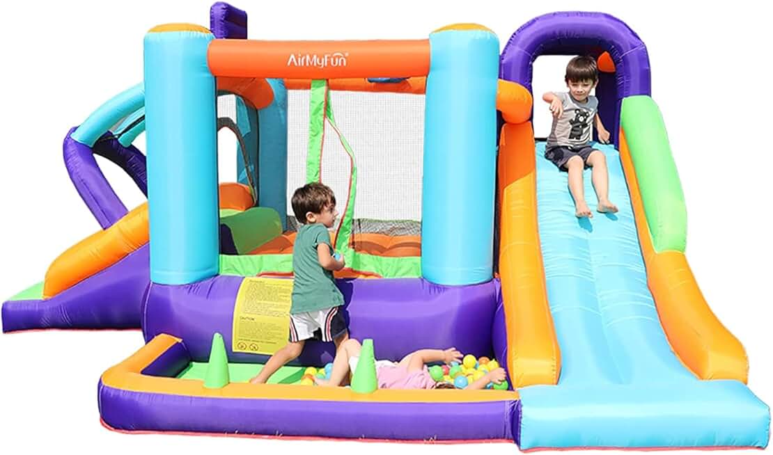 Bounce House for Kids and Toddler, Inflatable Bouncy Castle with Blower Outdoor Indoor Backyard Jumping House with Slide (82003)