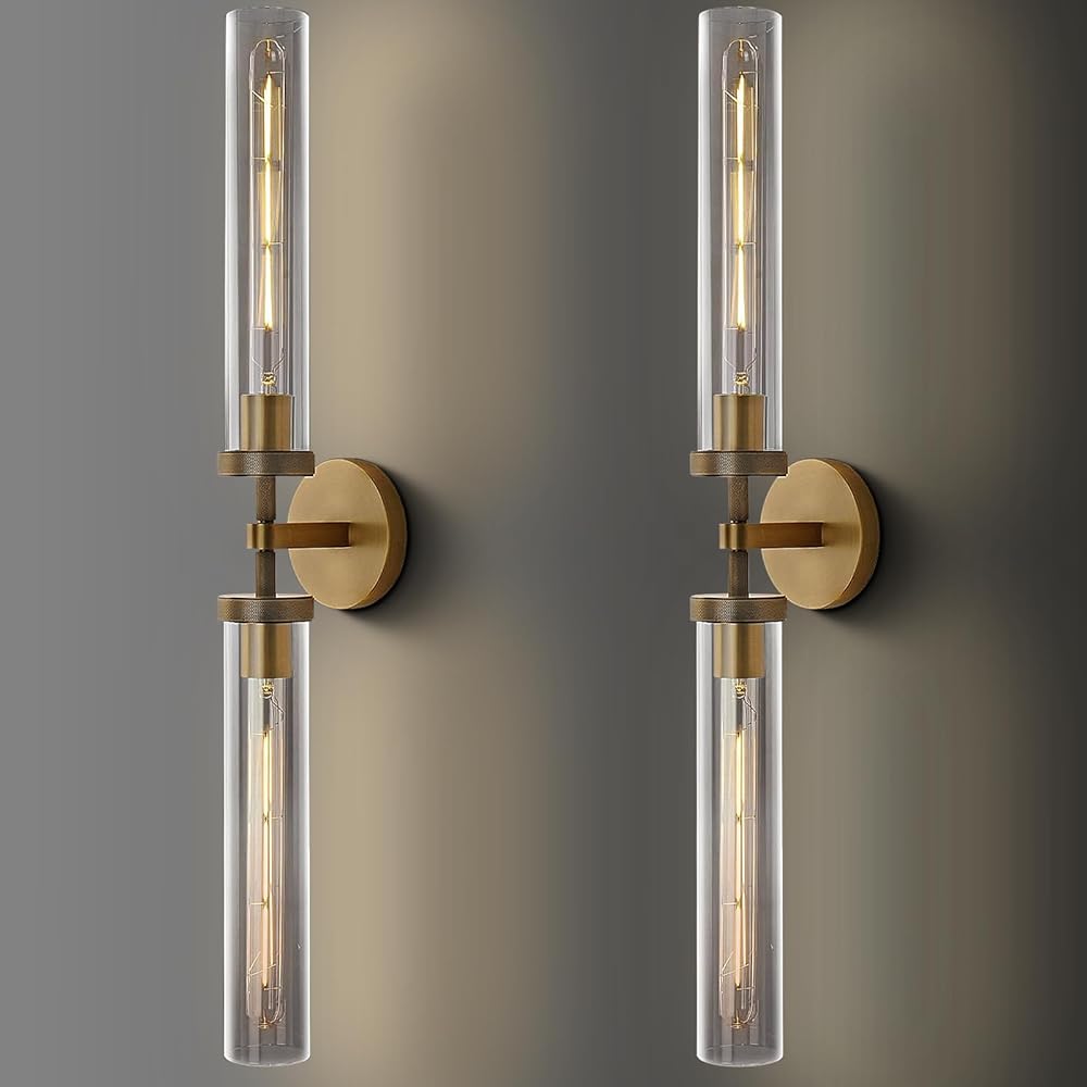 Brass Wall Sconces set of 2, Double Lights 30