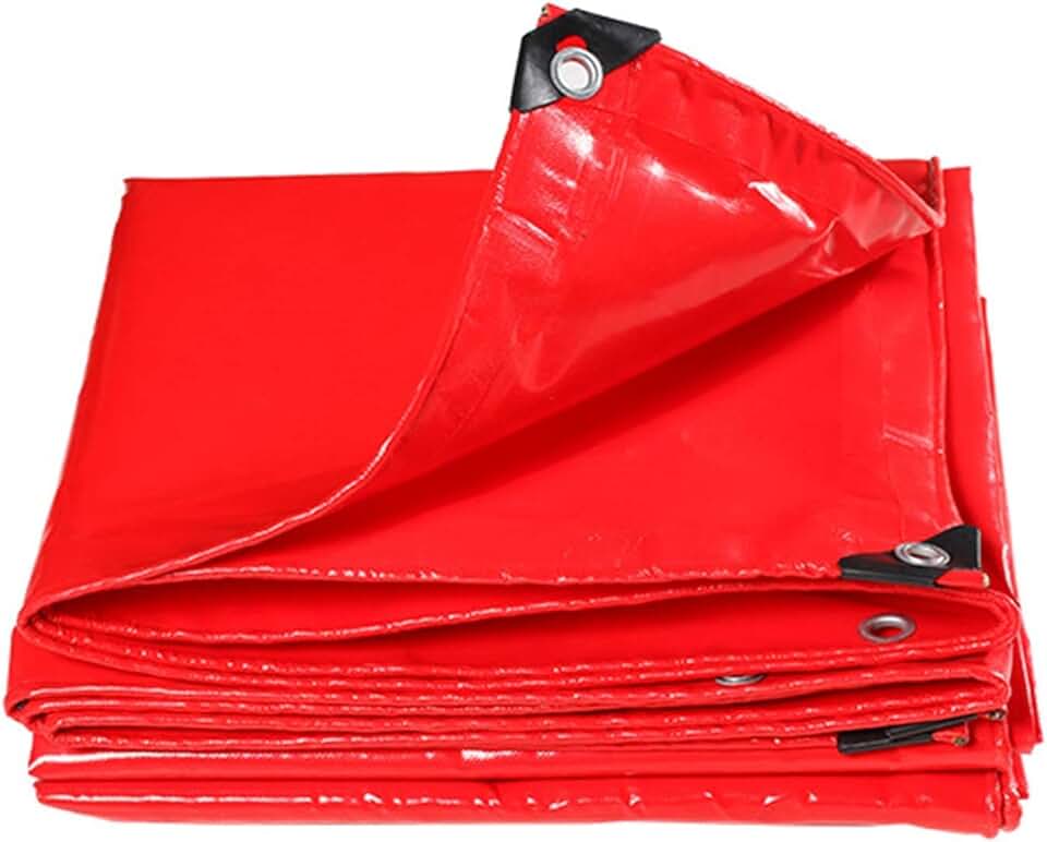 Red Poly Tarp Cover 6x6m, Tarps Cover Waterproof, Tarpaulin Waterproof Heavy Duty Patio, Rain Snow Dust Wind-Proof, Reinforced Edges, Outdoor Cover and Camping Use