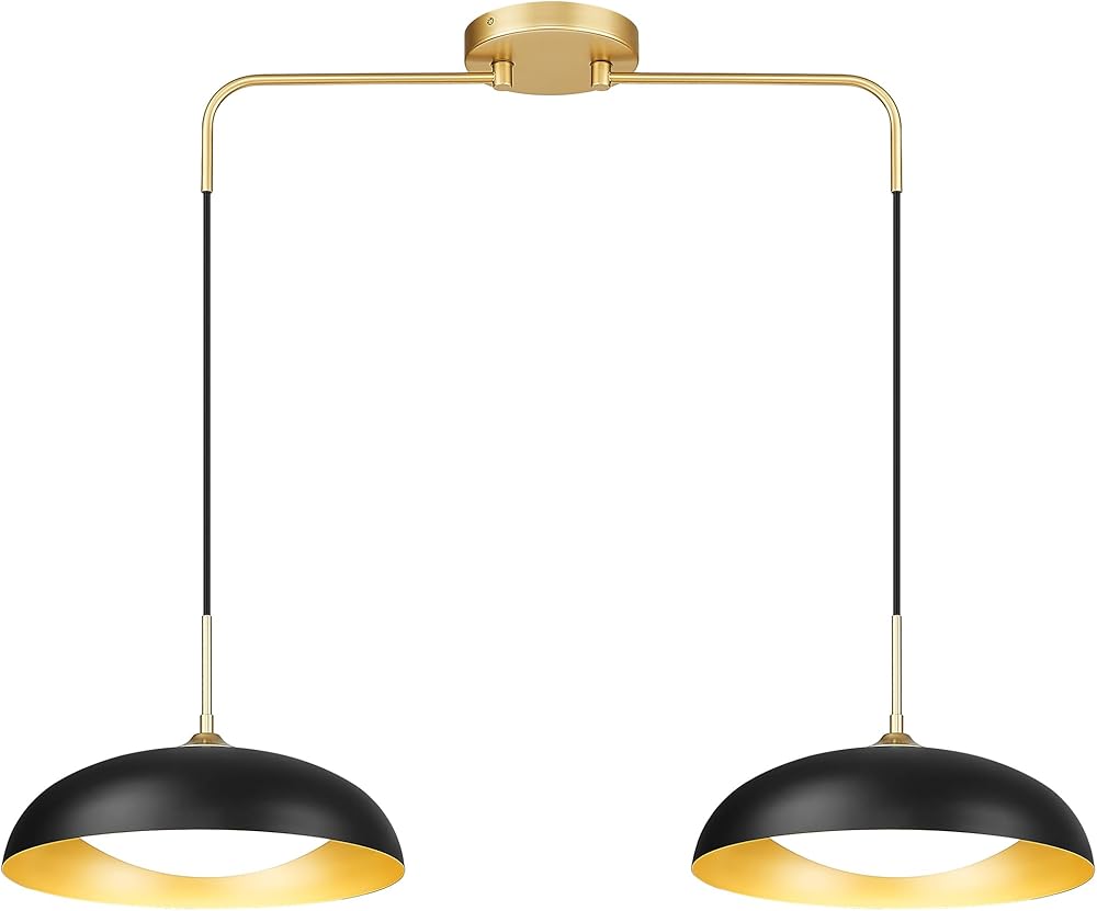 kudos 2-Light Pendant Light Fixtures,Modern LED Pendant Lights, Black and Gold Pendant Light Fixtures, Hanging Lights for Kitchen Island,Dining Room,Living Room,5CCT Adjustable, KDPL02-BK-2L