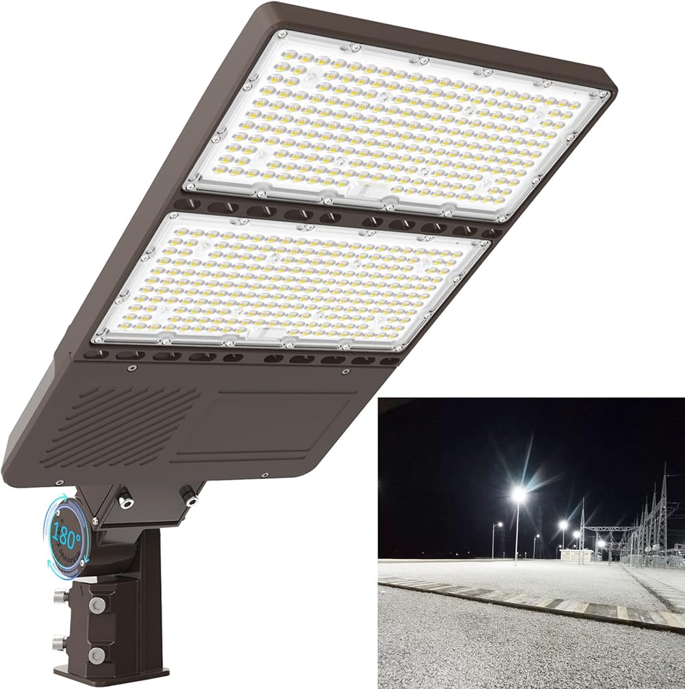320W LED Parking Lot Light, UL listed 44800Lm 5000K IP65 Commercial Street Lights Outdoor Area lighting with Dusk to Dawn Photocell 100-277V Shoebox Lights for Roadway, Sports Fields (Slip fitter)