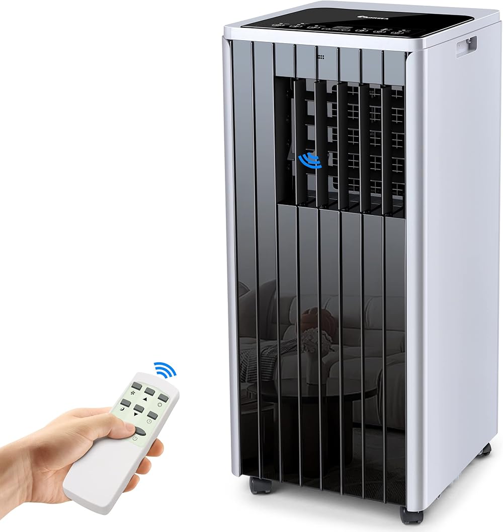 IAGREEA Portable Air Conditioner 10,000 BTU, Portable AC Unit for Rooms up to 250 Sq.Ft with Dehumidifier, Fan Modes, Auto Cooling & 24 Hour Timer, Window Mount Exhaust Kit-1130W