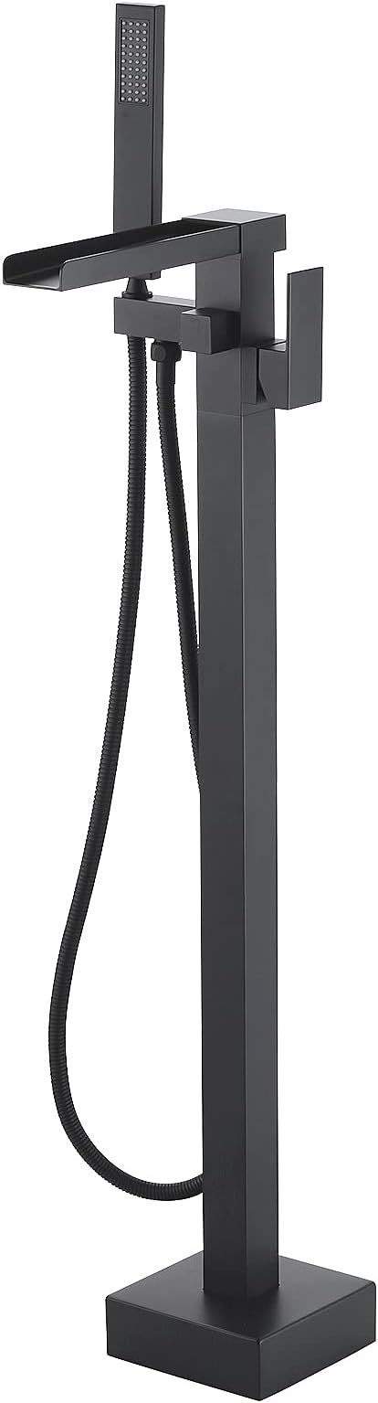 Freestanding Tub Faucet Matte Black: ALEASHA Free Standing Tub Filler High Flow Max 6.74 GPM - Floor Mount Bathtub Faucet with Handheld Shower
