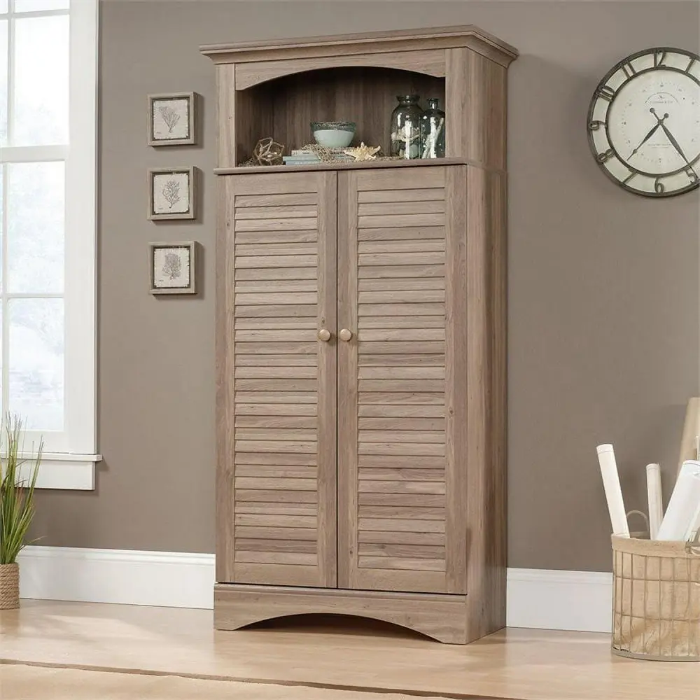 Sauder Harbor View Storage Cabinet, Salt Oak Finish