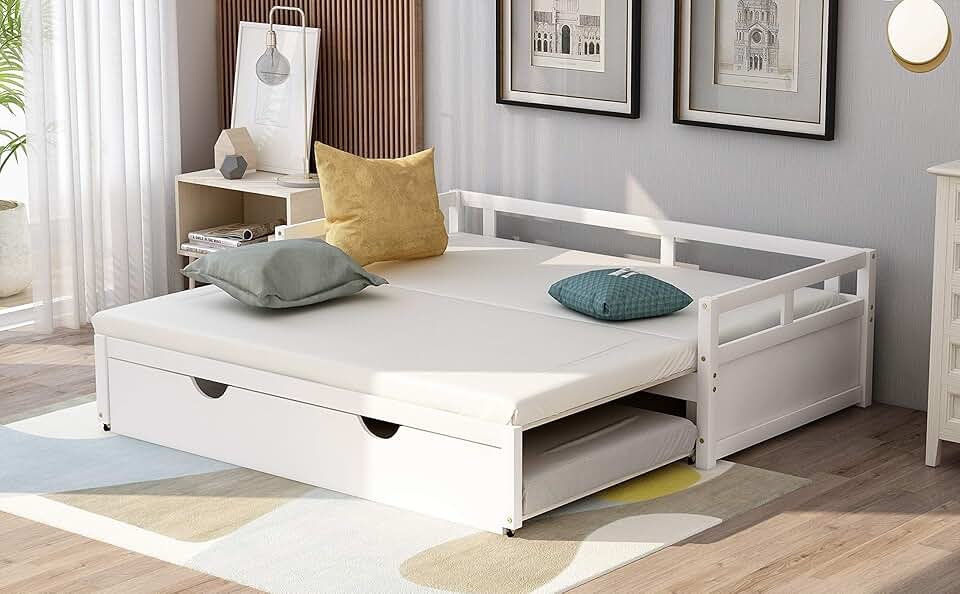 2 In 1 Sleeper Sofa Bed Convertible Sofa Sleeper Pull Out Sofa Bed Leisure Lounger Upholstered Sofa Bed With Wheel For Living Room Apartment Guest Room Bedroom Office Room White As shown One size