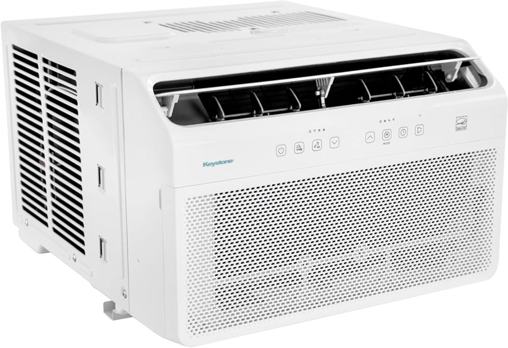 Keystone 8,000 BTU Window Inverter Air Conditioner with Supplemental Heat, 115V, AC for Apartment and Medium Rooms up to 350-Sq. Ft., Quiet, High Efficiency, Energy Star Window AC Unit with Remote