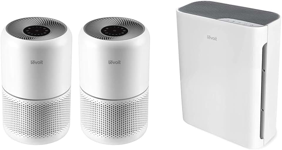LEVOIT Air Purifier, White & Air Purifiers for Home Large Room, H13 True HEPA Filter Cleaner with Washable Filter for Allergies and Pets, Smokers, Vital 100, White